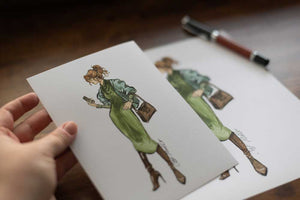 A Moment Of Pause - Fashion Sketch Watercolor Print