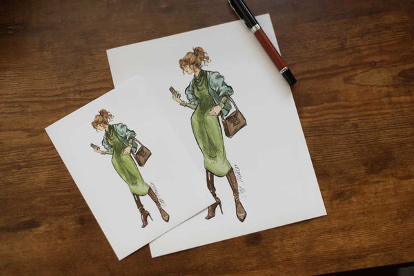A Moment Of Pause - Fashion Sketch Watercolor Print