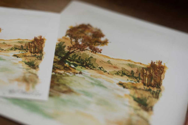 Autumn River Watercolor Print