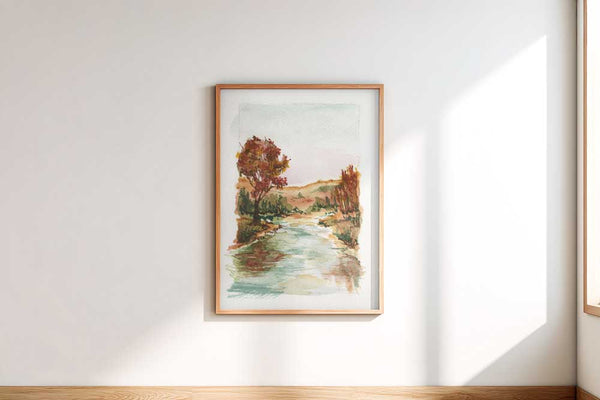 Autumn River Watercolor Print