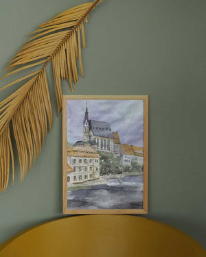 Cesky Krumlov Watercolor Print