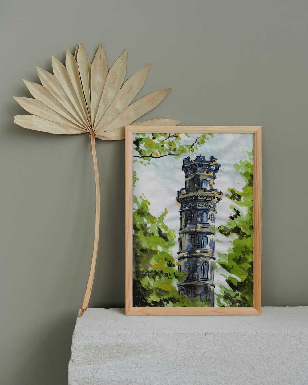 Edinburgh Observation Tower Watercolor Print