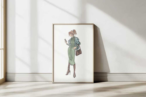 A Moment Of Pause - Fashion Sketch Watercolor Print