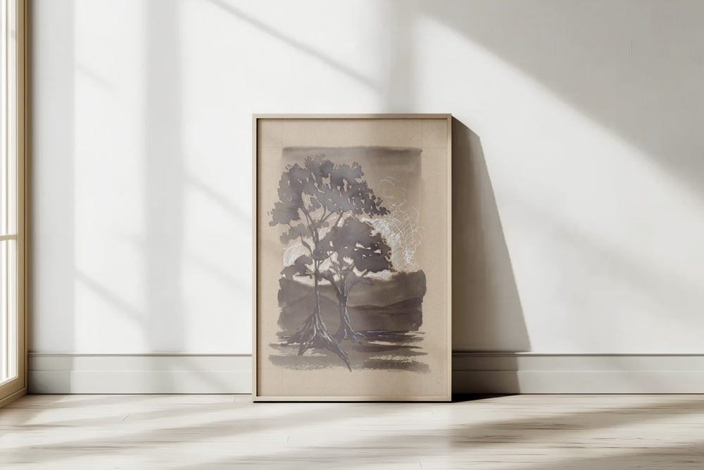 Mountain Tree Ink Print