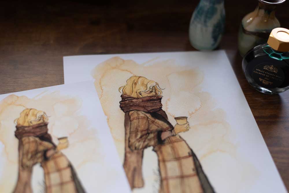 October Warmth - Autumn Fashion Sketch Watercolor Print