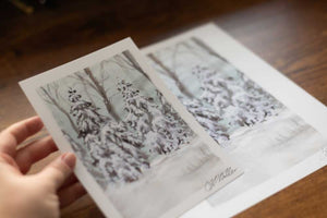 Snowy Trees Watercolor Print