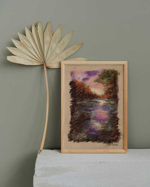 Sunset On River Pastel Print