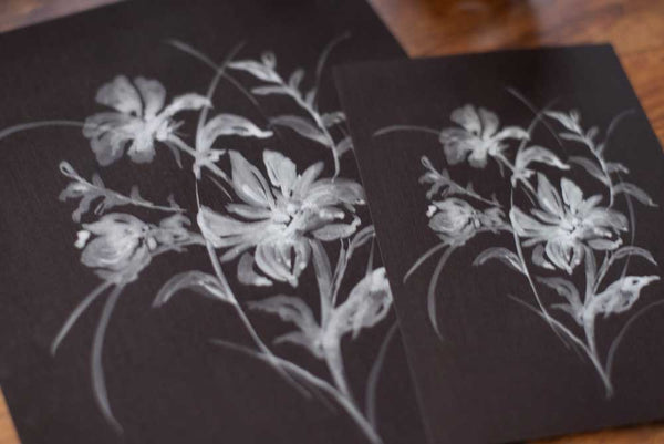 Winter Florals White Gouache Print