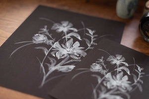 Winter Florals White Gouache Print